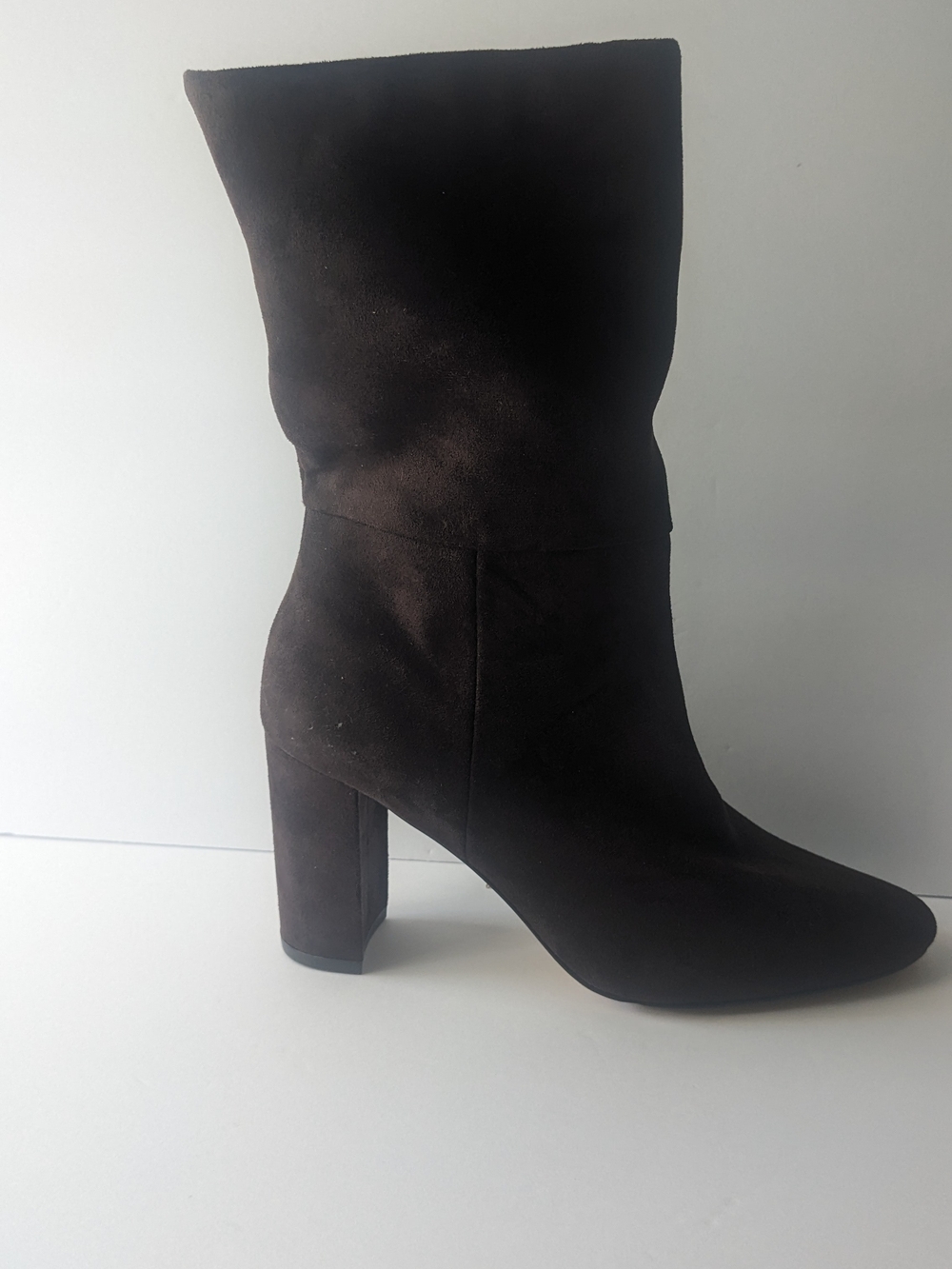 Charles David Dark Brown Suede Mid-Calf Block Heel Boots 7 NWOT